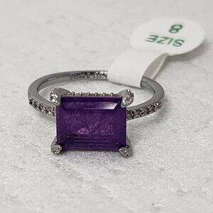 Bomb Party Ring Amethyst and Quartz Size 7